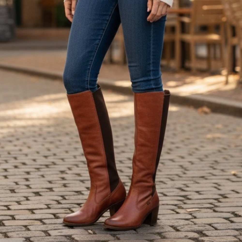 Frye Molly Gore Cognac Tall Skinny Riding Boots
